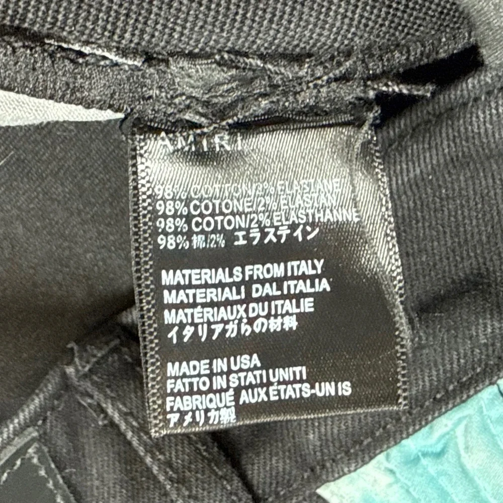 Amiri Mens 32x30 Black Distressed Side Stripe Zip Skinny Denim Jeans Made USA